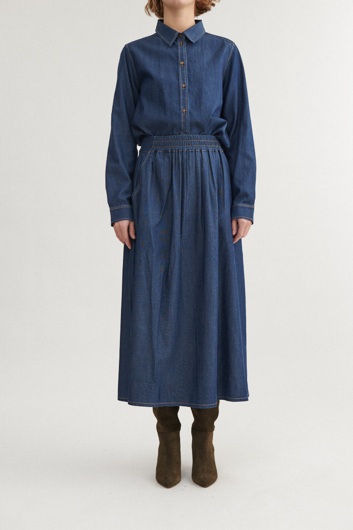 Basic Apparel Bine Long Skirt Skirts 103 Mid Blue